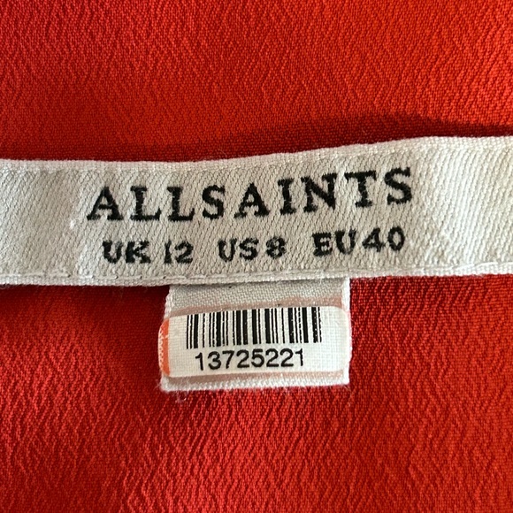 AllSaints All Saints Dela Jasmin Wrap Front Red White Floral Dress 8 AS IS READ - Picture 5 of 14